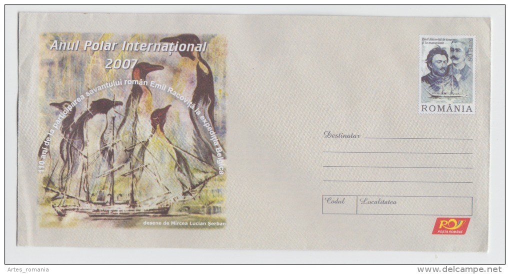 Polar Philately - International Polar Year - 2007 - Romania - Emil Racovita - Cover Stationery - Stamp - Año Polar Internacional