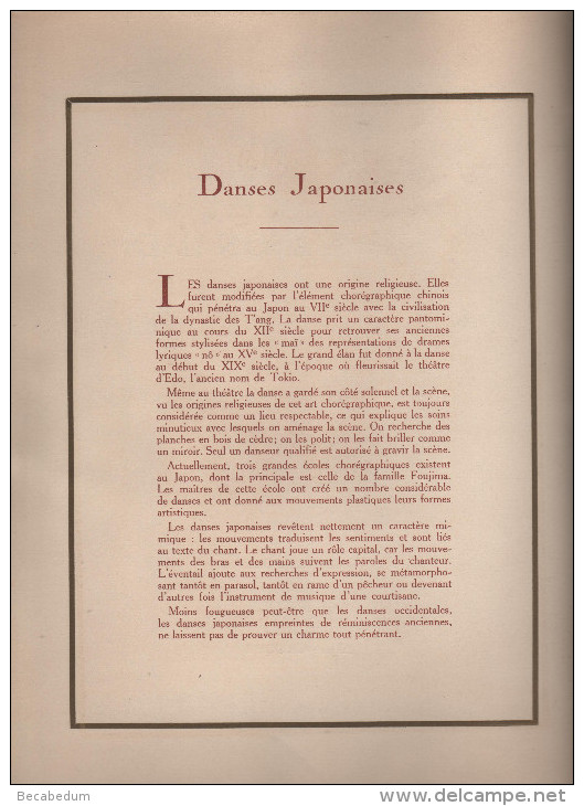 Programme Soirée Honneur Président République Ambassadeur Japon 1929 Danses Japonaises Foujima Andolfi Cruque Dojoji - Programmi