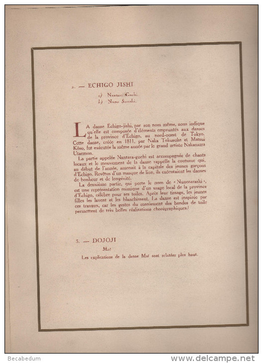 Programme Soirée Honneur Président République Ambassadeur Japon 1929 Danses Japonaises Foujima Andolfi Cruque Dojoji - Programas