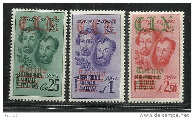 ITALY ITALIA 1945 CLN TORINO FRATELLI BANDIERA BROTHERS OVERPRINTED SERIE COMPLETA SOPRASTAMPATA MNH - Centraal Comité Van Het Nationaal Verzet (CLN)