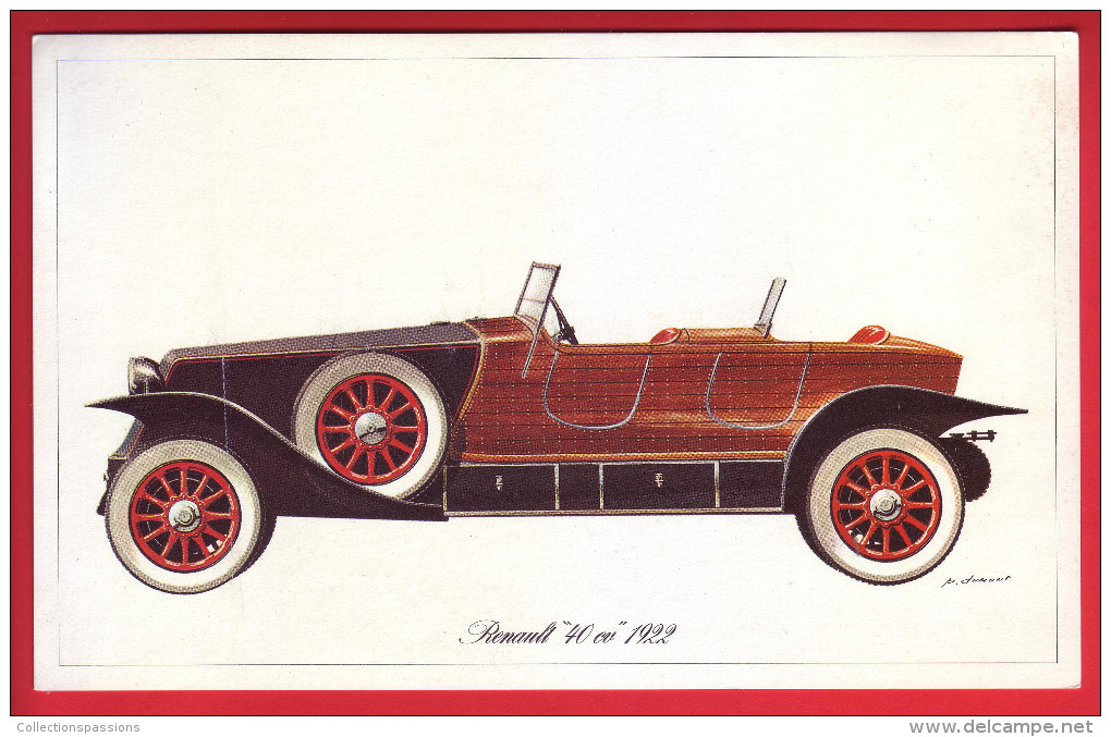- Fiche Illustrée. Voiture - Renault "40 Cv" 1922 - - Voitures