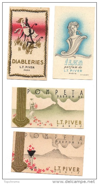 Carte Parfumée L.T. PIVER Diableries Ilka Pompeïa Parfum 4 Cartes Une (Pompeïa) Calendrier 1938 - Anciennes (jusque 1960)