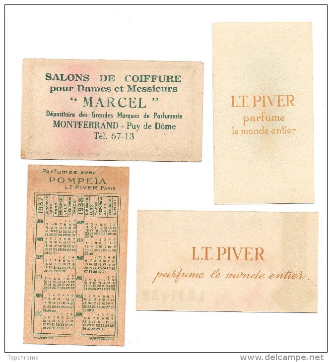 Carte Parfumée L.T. PIVER Diableries Ilka Pompeïa Parfum 4 Cartes Une (Pompeïa) Calendrier 1938 - Anciennes (jusque 1960)