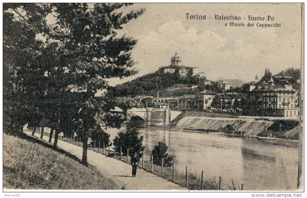 TORINO-  VALENTINO- FIUME  PO-  E MONTE  CAPUCCINI    2 SCAN  (VIAGGIATA) - Fiume Po