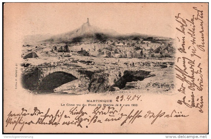 ! Alte Ansichtskarte 1903 Martinique Vulkanausbruch Pont De Pierre - Other & Unclassified