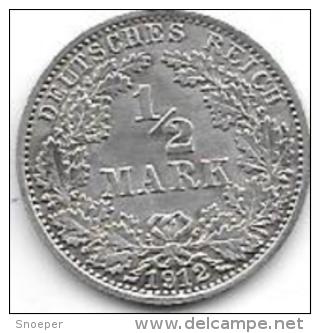 *empire 1/2 Mark  1912 A  Km 17   Xf+ Catalog Val  46,00$ - 1/2 Mark