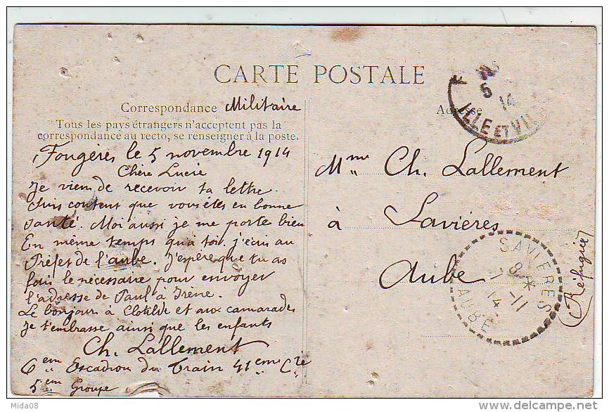 LOT DE 17 CARTES DE FOUGERES . CORRESPONDANCE DU SOLDAT LALLEMENT PENDANT LA GUERRE DE 1914.1918.6iéme escadron du train