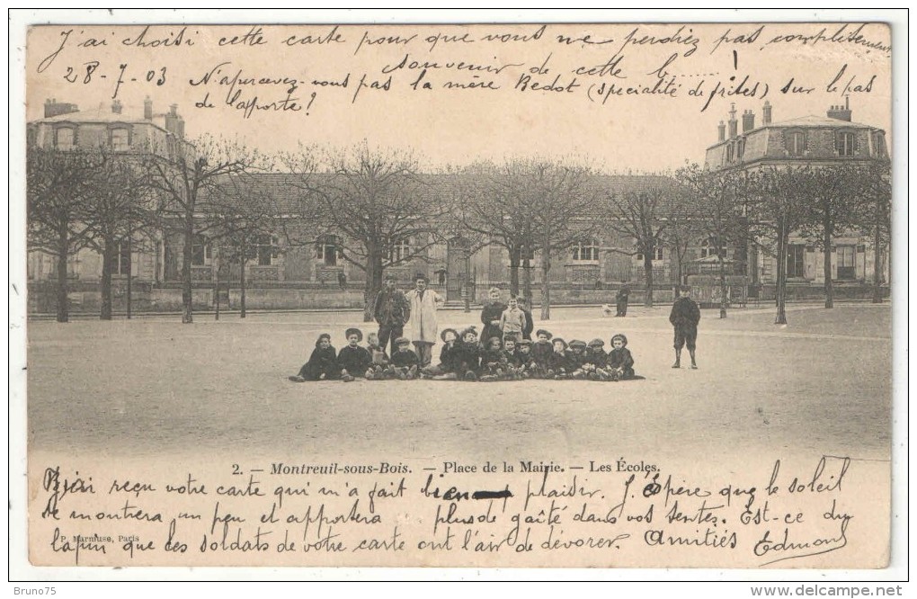 93 - MONTREUIL-SOUS-BOIS - Place De La Mairie - Les Ecoles - Marmuse 2 - 1903 - Montreuil