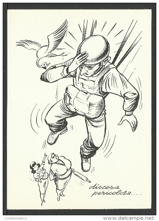 PARACADUTISMO: Associazione Nazionale Paracadutisti D'Italia - Cartolina Umoristica - Firmata Gelli - Paracaidismo