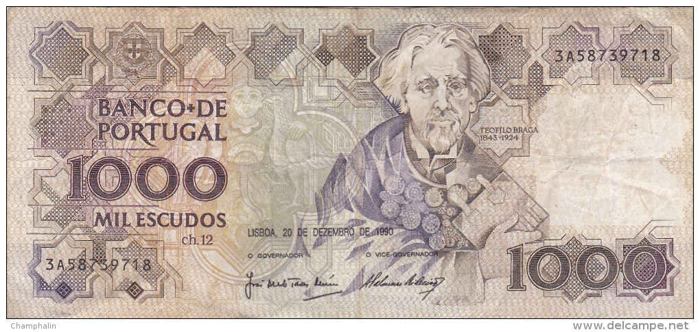 Portugal - Billet De 1000 Escudos - 20 Décembre 1990 - T. Braga - Portugal