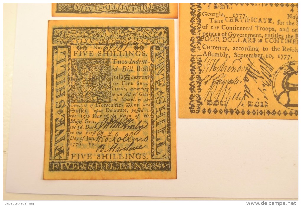 Four Dollars Carolina 1778 Eight State Of Maffachufetts Five Shillings 4 Georgia 1777 7 Seven New-hampshire Billet Usa - Other & Unclassified