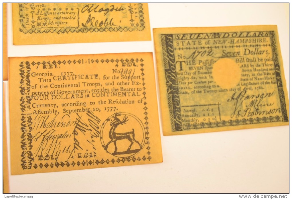 Four Dollars Carolina 1778 Eight State Of Maffachufetts Five Shillings 4 Georgia 1777 7 Seven New-hampshire Billet Usa - Sonstige & Ohne Zuordnung