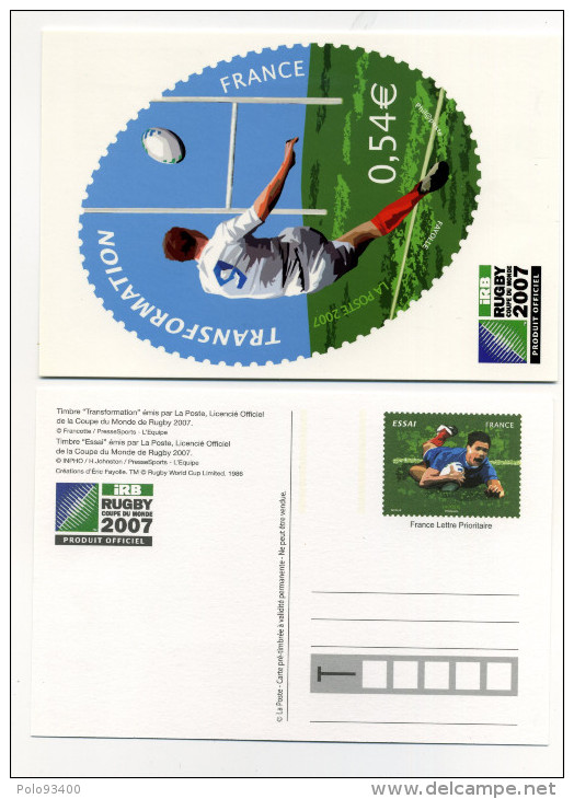 2007 COUPE DU MONDE DE RUGBY - Prêts-à-poster:Stamped On Demand & Semi-official Overprinting (1995-...)