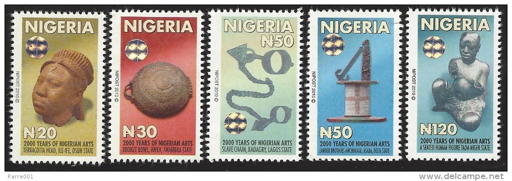 Nigeria 2010 Original Printing 2000 Years Art Terracotta Head Bronze Bowl Slave Chain Hologram MNH Mint Set - Nigeria (1961-...)