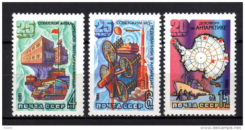 UdSSR 1981 ** Antarktisforscher Und 20 J. Antarktisvertrag - MiNr.5028-5030 MNH - Polarforscher & Promis