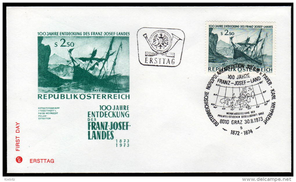ÖSTERREICH 1973 - Österreichische Nordpolar Expedition / Entdeckung D.Franz Josef Landes- Sonderstempel FDC - Poolreizigers & Beroemdheden