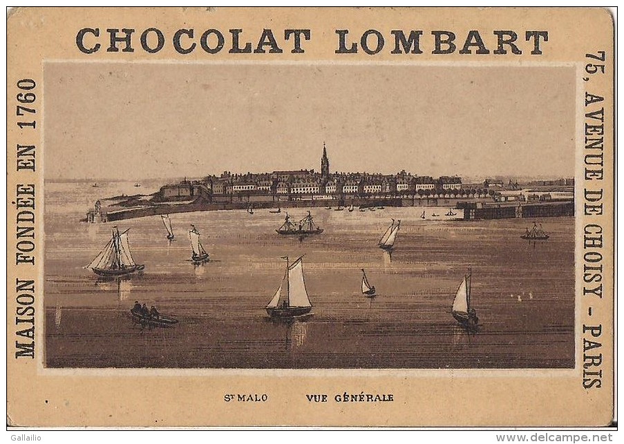 CHROMO CHOCOLAT LOMBART SAINT MALO VUE GENERALE - Lombart