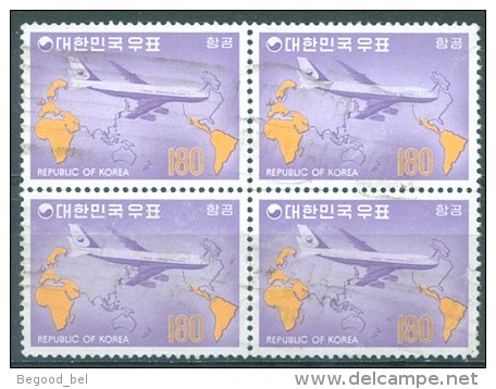 SOUTH KOREA  - 1973 - USED/OBLIT.  -  Mi 906 Yv PA 40  - Lot 13227 BLOC OF 4 - Corée Du Sud