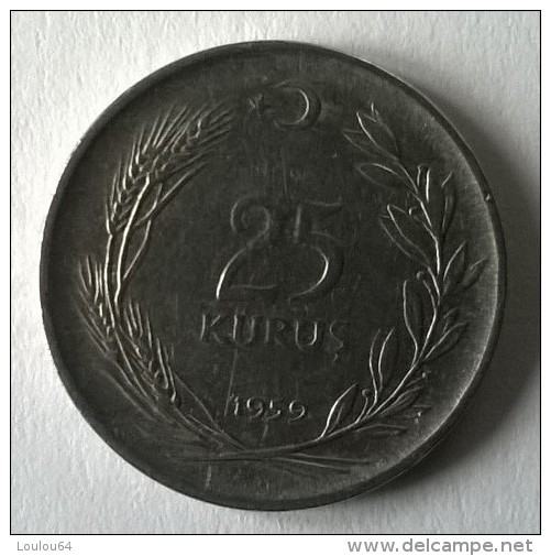 Monnaie - Turquie -25 Kurus - 1959 - TTB - - Turquie