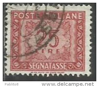 ITALIA REPUBBLICA ITALY REPUBLIC 1955 1956 SEGNATASSE POSTAGE DUE TASSE TAXE LIRE 25 STELLE STARS USATO USED OBLITERE´ - Postage Due