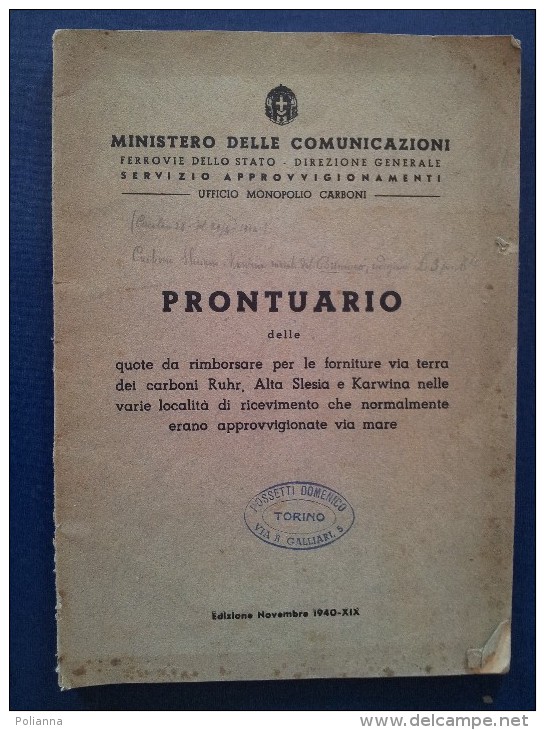 M#0M59 PRONTUARIO QUOTE VIA TERRA DEI CARBONI RUHR, ALTA SLESIA E KARWINA Ed.1940 - Documents Historiques