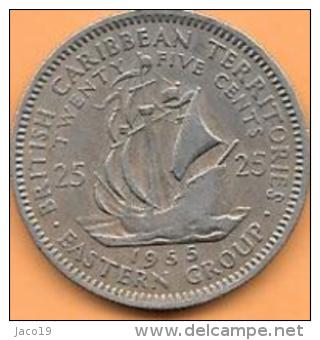 British Caribbean Territories 25 Cents 1955 Et 1965 Clas D 63 - Territoires Britanniques Des Caraïbes