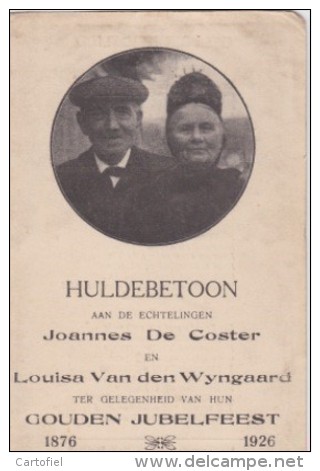 BOORTMEERBEEK-GOUDEN BRUILOFT-1926-DE COSTER-VAN DEN WIJNGAARD-GELEGENHEIDSLIED OP VERSO-ZIE 2 SCANS-MOOI DOCUMENT ! ! ! - Boortmeerbeek