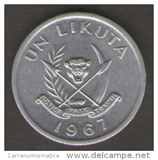 CONGO 1 LIKUTA 1967 - Congo (Rép. Démocratique, 1964-70)