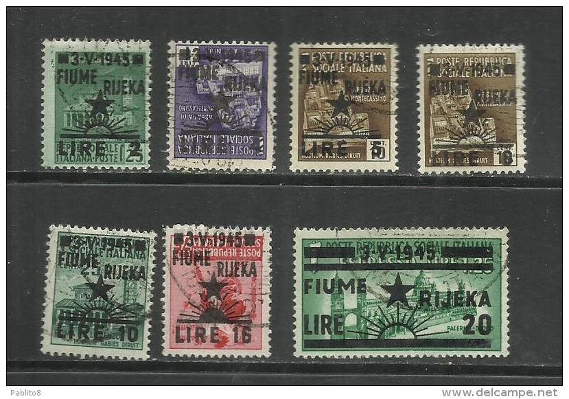 OCCUPAZIONE JUGOSLAVIA YUGOSLAVIA FIUME 1945 SURCHARGE ITALY SOPRASTAMPATI D'ITALIA SERIE COMPLETA FULL SET USATA USED - Occ. Yougoslave: Fiume