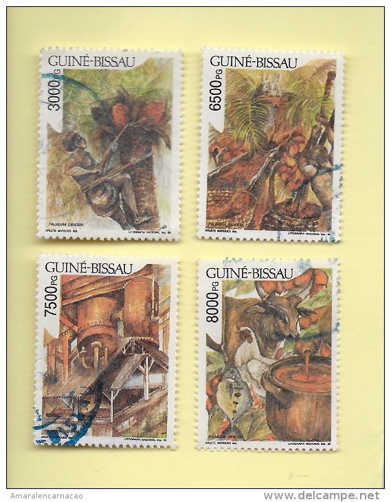 TIMBRES - STAMPS - GUINÉE-BISSAU / GUINEA-BISSAU -1995- PALM DENDEM - TIMBRES OBLITÉRÉE - Guinée-Bissau