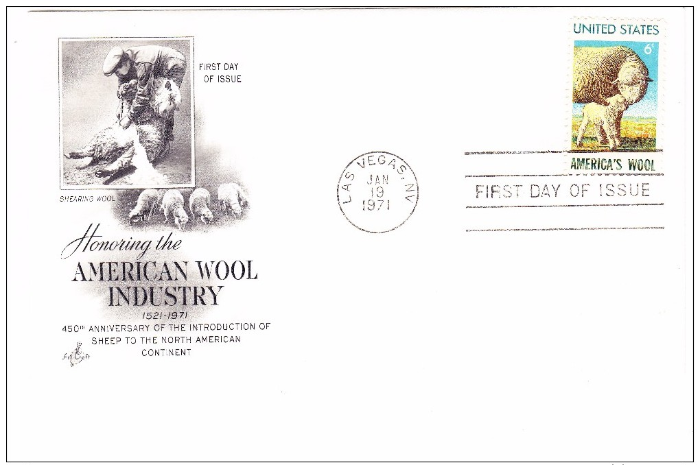 1971 USA America's Wool 6c First Day Cover - 1971-1980