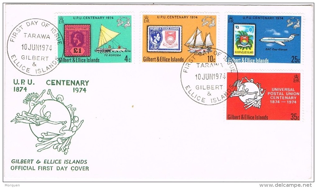 16342. Carta F.D.C. TARAWA (islas Gibert Y Ellice) 1974. U.P.U. Centenary - Gilbert & Ellice Islands (...-1979)