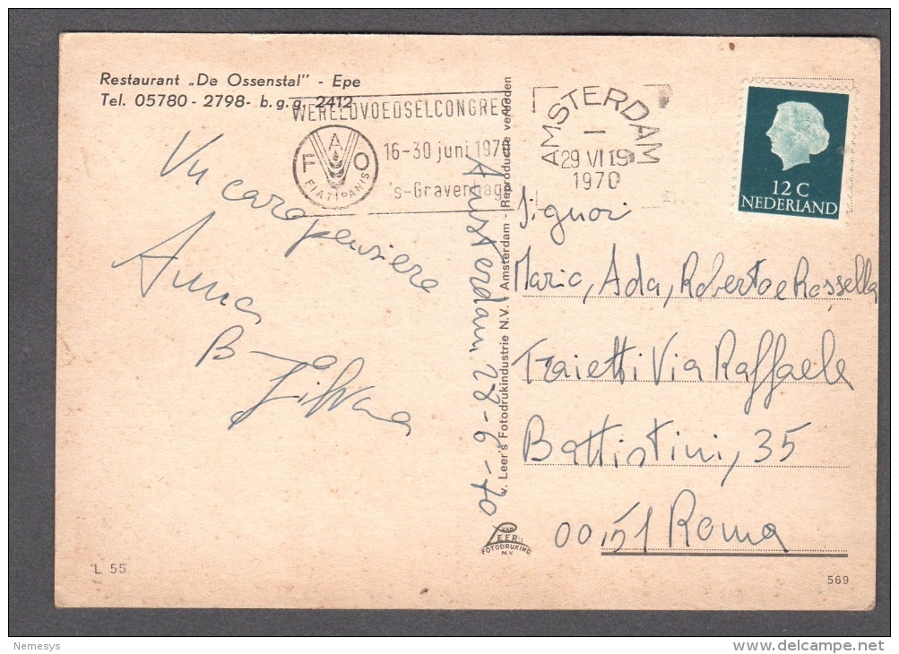 1970 RESTAURANT DE OSSENSTAL EPE FG V SEE 2 SCANS - Epe