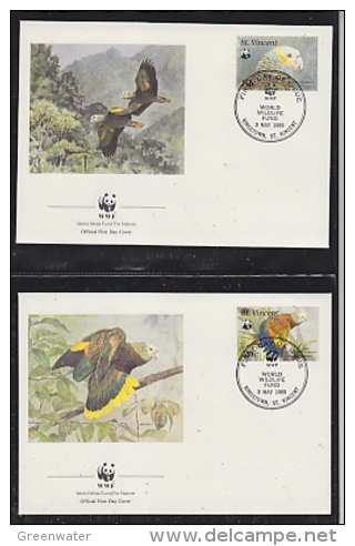 St. Vincent 1989 WWF / Parrots  4v  4 FDC (W679) - Unused Stamps