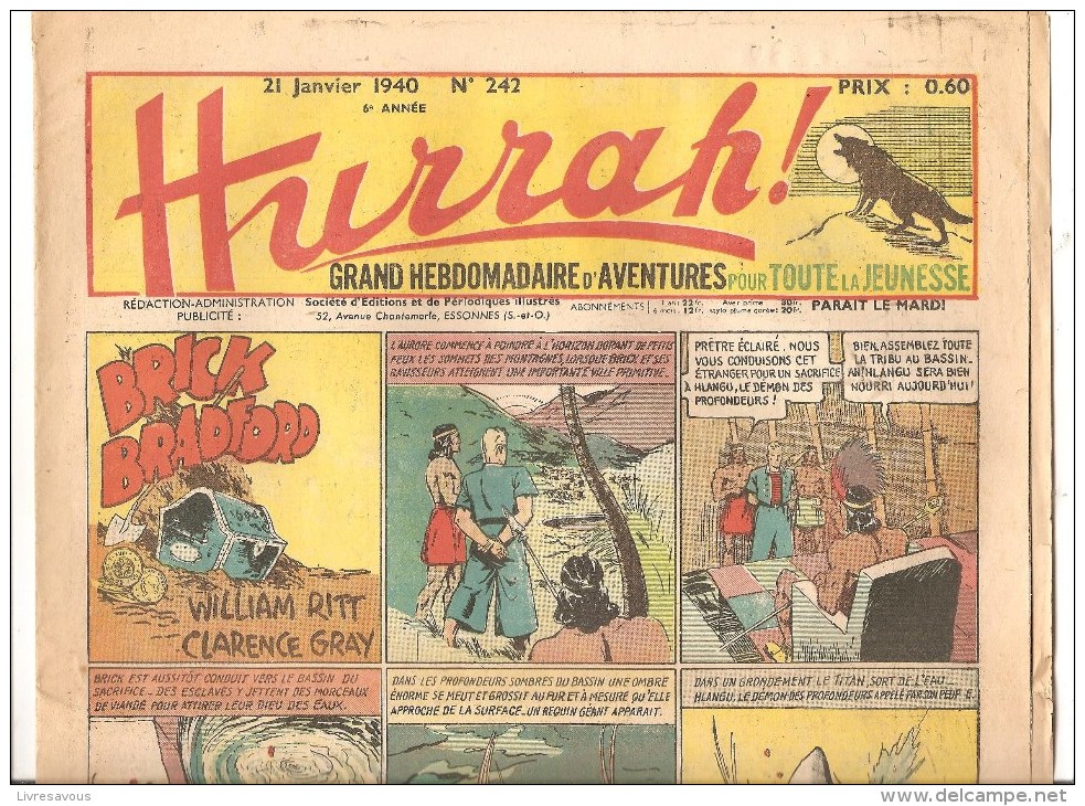 Hurrah!.. Grand Hebdomadaire D´aventures Pour Toute La Jeunesse Revue N°242 Du 21 Janvier 1940 - Hurrah