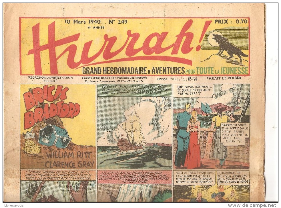 Hurrah!.. Grand Hebdomadaire D´aventures Pour Toute La Jeunesse Revue N°249 Du 10 Mars 1940 - Hurrah