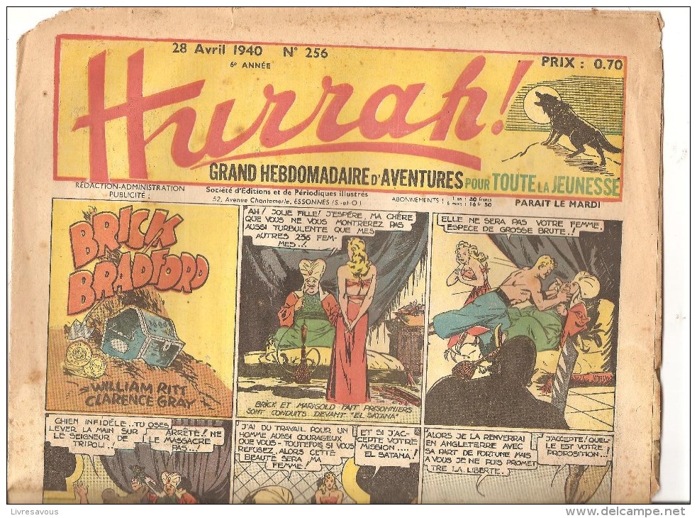 Hurrah!.. Grand Hebdomadaire D´aventures Pour Toute La Jeunesse Revue N°256 Du 28 Avril 1940 - Hurrah