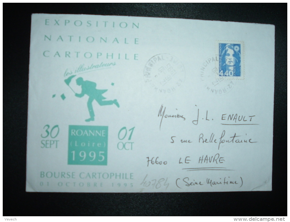 LETTRE TP MARIANNE DE BRIAT 4,40 OBL.16-10-1995 ROANNE PRINCIPAL LOIRE (42) - 1989-1996 Marianna Del Bicentenario