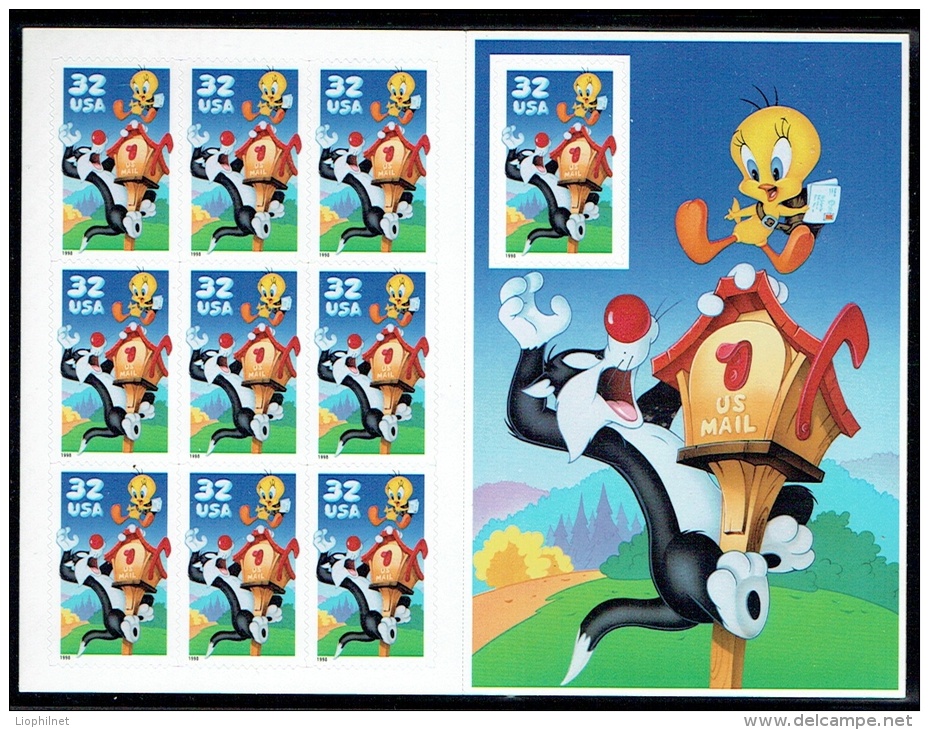 ETATS-UNIS USA 1998, TITI ET GROSMINET, 10 Valeurs En Carnet, Timbres Autocollants, Neuf / Mint. R1976 - Comics