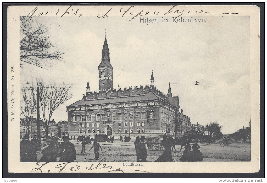 DANEMARK  - 1904 - CORRESPONDANCE DE KOBENHAVN SUR CARTE POSTALE " RAADHUSET " VERS VICHY - FR - - Brieven En Documenten