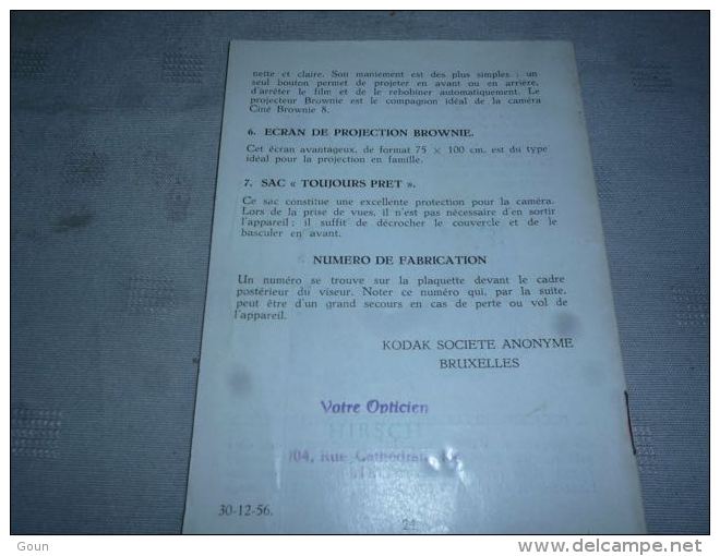CB8 LC 141 Manuel D'utilisation 1956 Caméra Ciné Brownie 8 Modéle 2 F 2,7 2,3 1,9 - Supplies And Equipment