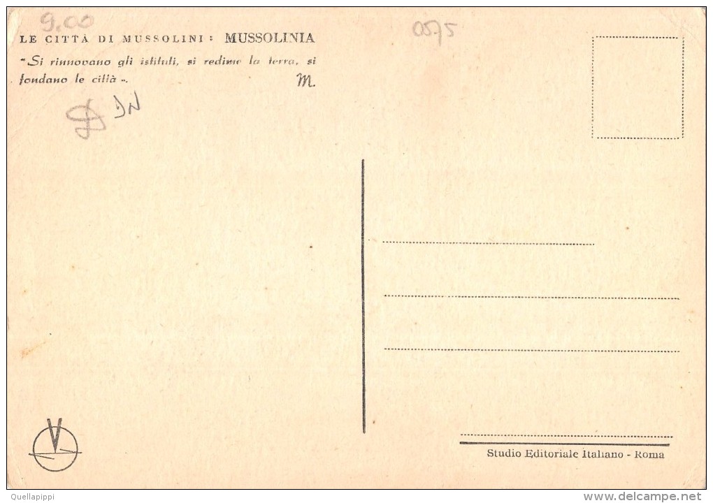 03580 "(ORISTANO) ARBOREA - MUSSOLINIA - LE CITTA' DI MUSSOLINI"  MUCCHE.  CART.NON SPED. - Oristano