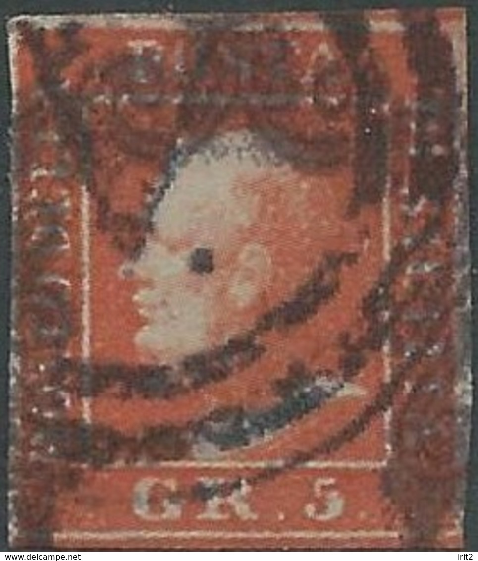 ITALY ITALIA ITALIEN ITALIE Antichi Stati SICILIA 1852 5 GRANA ROSA CARMINIO ANNULLATO - Sicile