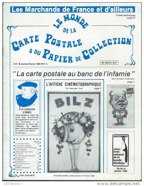 Revue  Le Monde De La Carte Postale & Du Papier De Collection  N: 6 1982 - Français