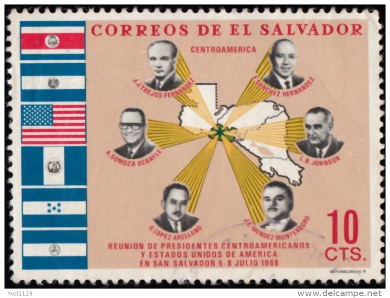 SALVADOR EL - Scott #789 Meeting Of U.S. President Lyndon B. Johnson, With Central American Presidents  (*) / Used Stamp - El Salvador