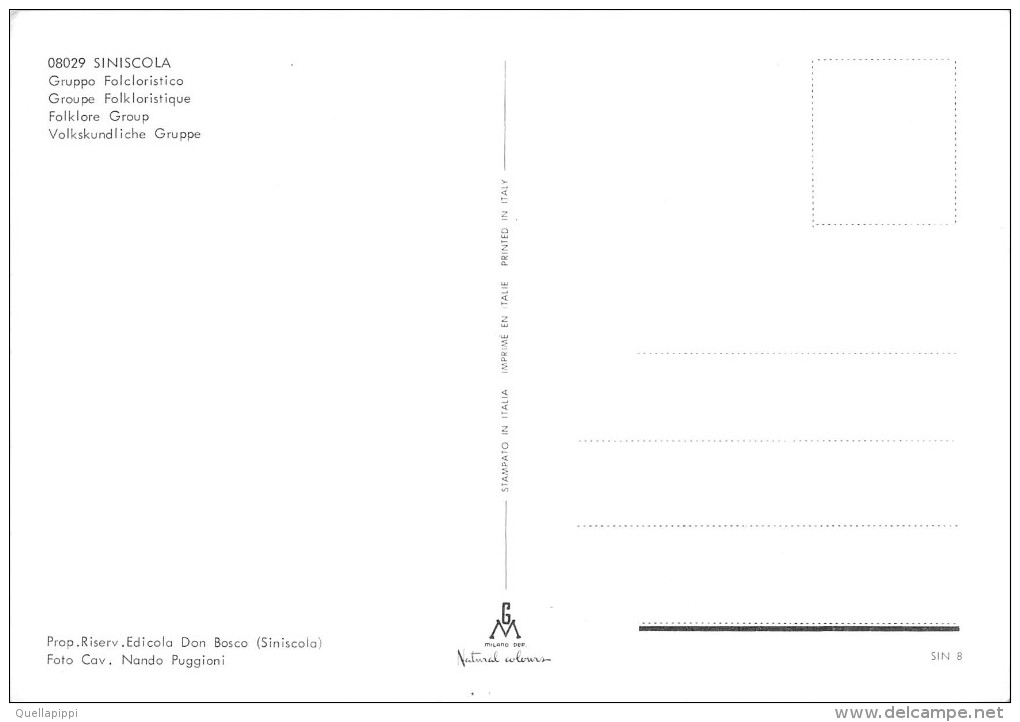 03581 "(NUORO) SINISCOLA - GRUPPO FOLCLORISTICO" ANIMATA, FOTO CAV. NANDO PUGGIONI.  CART. NON SPED. - Nuoro