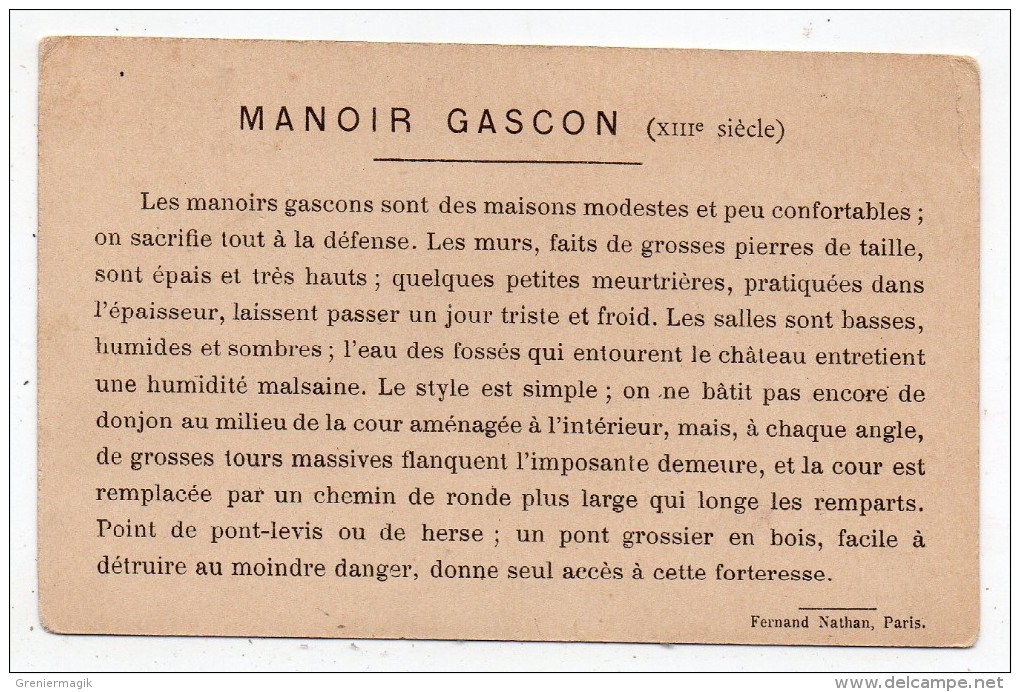 Chromo - L´habitation Humaine - Manoir Gascon (XIIIe Siècle) - Edition F. Nathan - Other & Unclassified