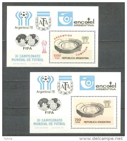 1978 ARGENTINA FIFA WORLD CUP FOOTBALL SOCCER & WINNERS SOUVENIR SHEETS MICHEL: B20, B21 MNH ** - Blocks & Sheetlets