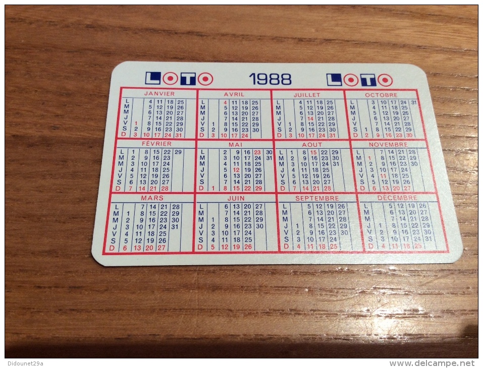 Calendrier * 1988 Format Carte à Jouer "LOTO" (5,5x8,5cm) - Kleinformat : 1981-90