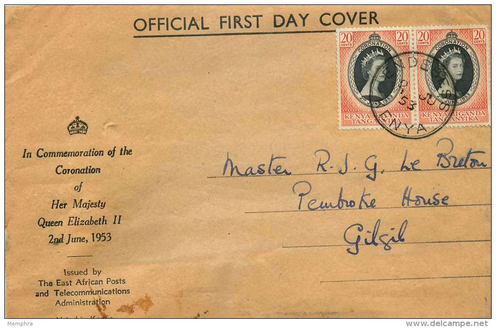 1953  Elizabeth II Coronation  Pair On Officiial FDC - Kenya, Uganda & Tanganyika